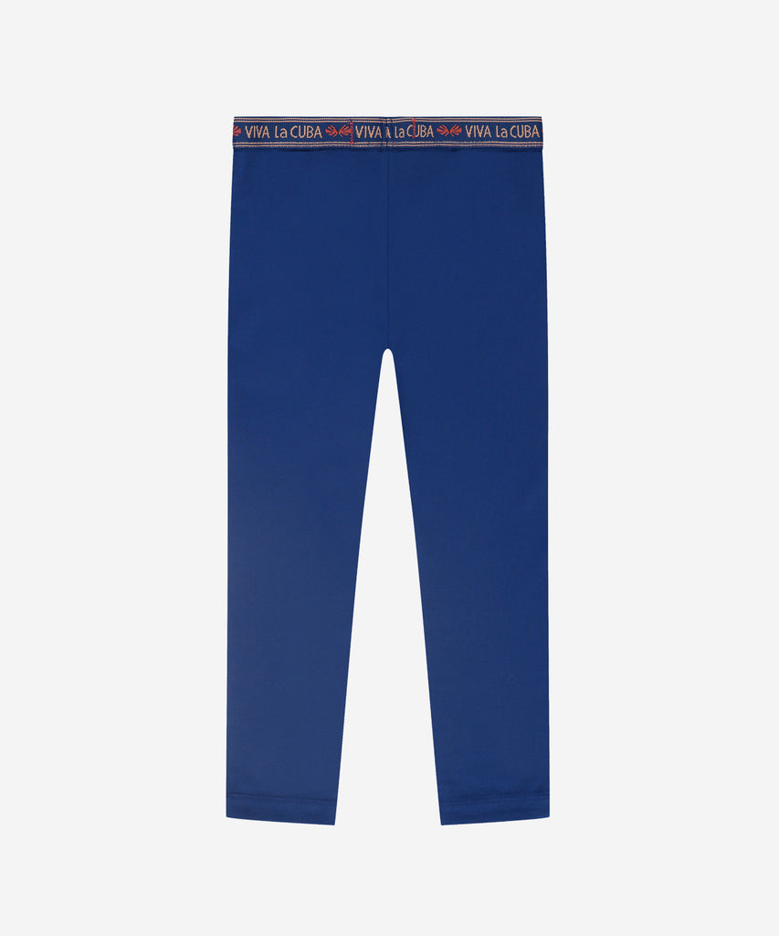 Details: Crafted from a vibrant cobalt blue colored fabric, these leggings offer a pop of fun to any outfit. The elastic waistband provides a comfortable fit for all-day wear. Perfect for adding a playful touch to your wardrobe.  Color: Cobalt blue  Composition: 95% BCI cotton/5% elasthan