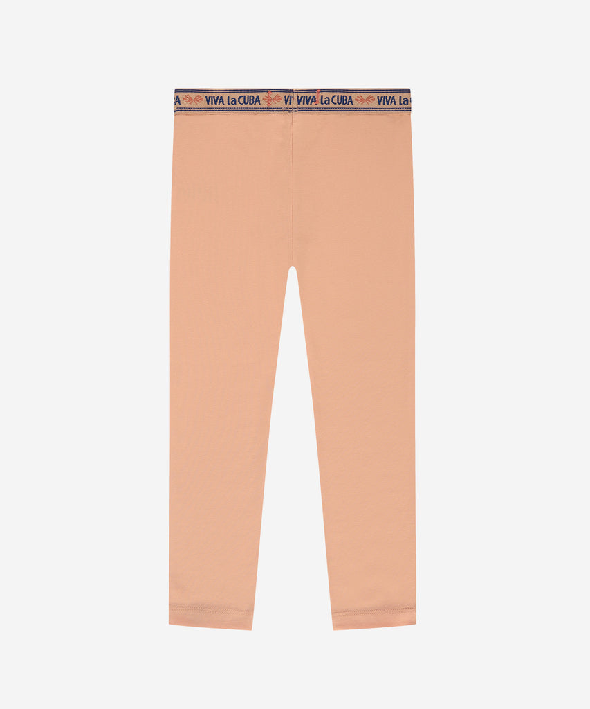 Details: Crafted from a vibrant salmon colored fabric, these leggings offer a pop of fun to any outfit. The elastic waistband provides a comfortable fit for all-day wear. Perfect for adding a playful touch to your wardrobe.  Color: Salmon  Composition: 95% BCI cotton/5% elasthan 