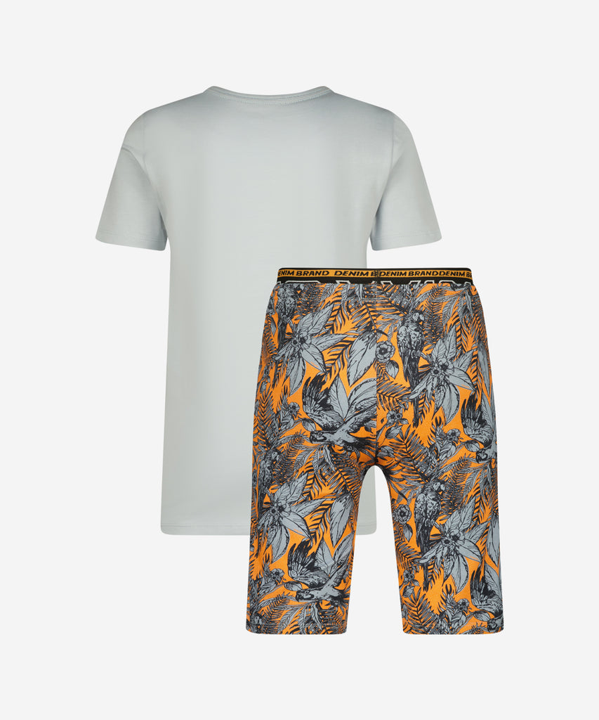 <span data-mce-fragment="1" mce-data-marked="1"><strong>Details: </strong></span>This Whanye Pyjama Jungle Greyish Blue set includes a soft white t-shirt and comfortable jungle shorts with an elastic waistband. Perfect for a cozy and stylish night's sleep.<br><strong>Color:</strong> Greyish blue&nbsp;<br><strong>Composition:</strong>&nbsp; 95% Cotton / 5% Elastane &nbsp;