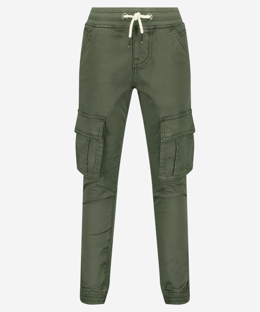 Details:  Collivier Cargo Pants are a must-have for any outdoor adventurer. Made with an elastic waistband and multiple pockets, these pants ensure comfort and convenience. The side pockets provide extra storage space for all your essentials. Stay ready for any journey with these versatile cargo pants.  Color:  Green fog  Composition:  98% Cotton / 2% Elastane  