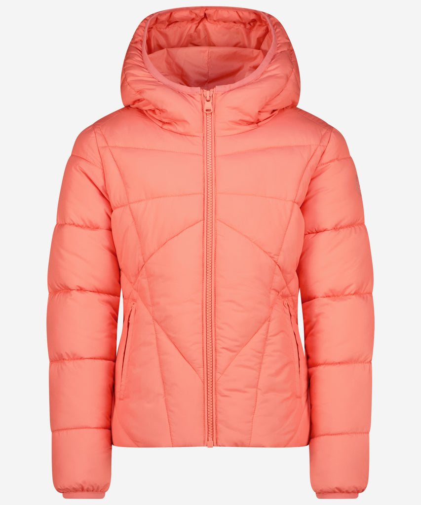 Details:  Stay stylish and protected from the elements with our Tamar Padded Spring Jacket in Coral Peach. Featuring a cozy padded design and a hood for added warmth, this jacket also boasts a convenient zip closure and water repellent material to keep you dry. Don't let unpredictable weather stop you from looking your best.  Color: Coral peach  Composition: 100% Polyester   