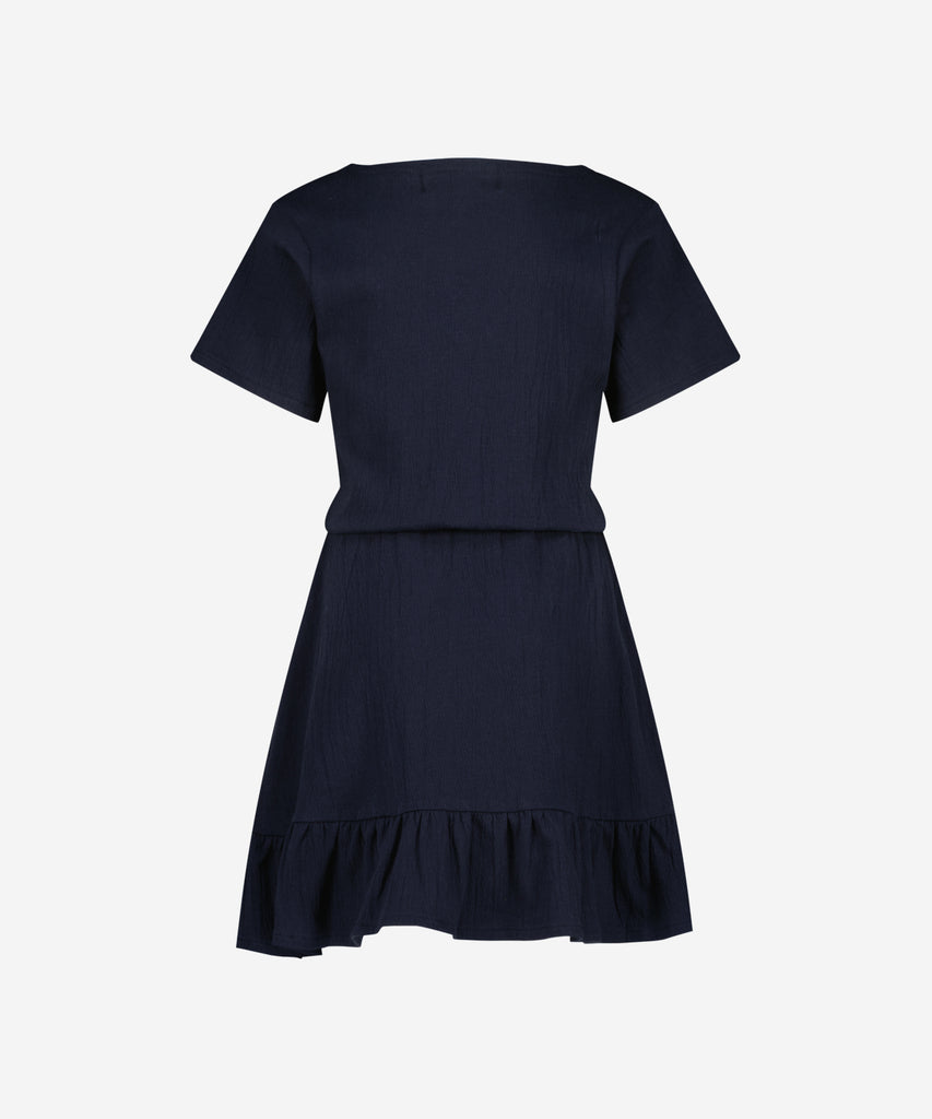 Details: Crafted from high-quality materials with a flattering silhouette, the Presilia Cache Coeur Dress in Navy is a must-have for any wardrobe. Its elegant design, featuring short sleeves and a midi length, exudes sophistication and style. Perfect for any occasion, this dress is a versatile addition to your collection.  Color: Navy blue  Composition: Summer 