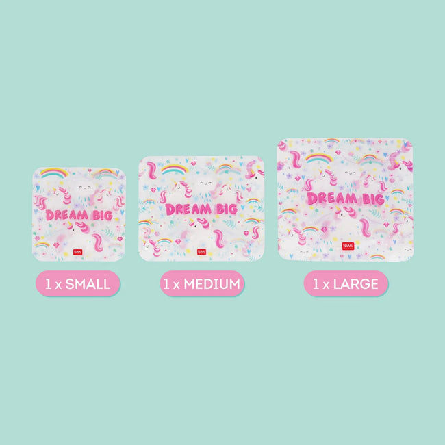 LEGAMI SNACK BAGS - SET OF 3 REUSABLE SNACK BAGS UNICORN