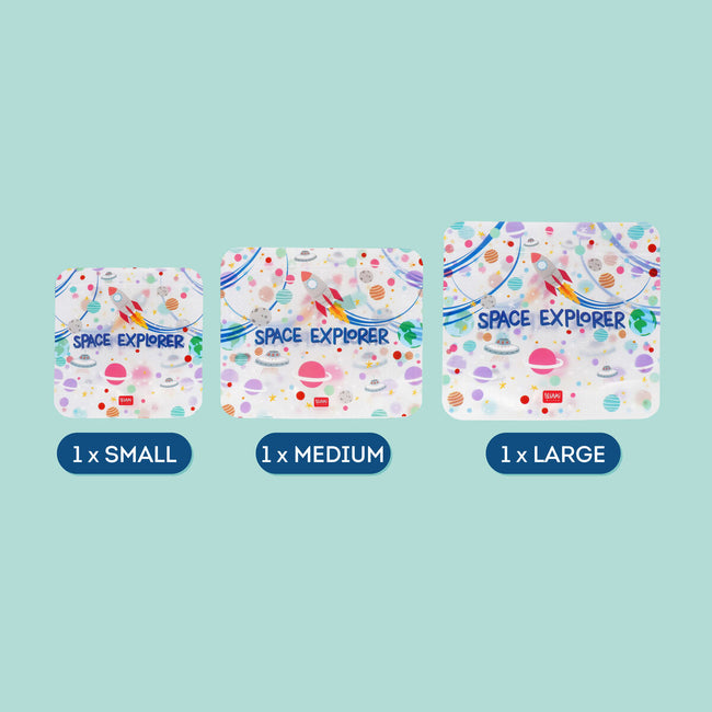 LEGAMI SNACK BAGS - SET OF 3 REUSABLE SNACK BAGS SPACE