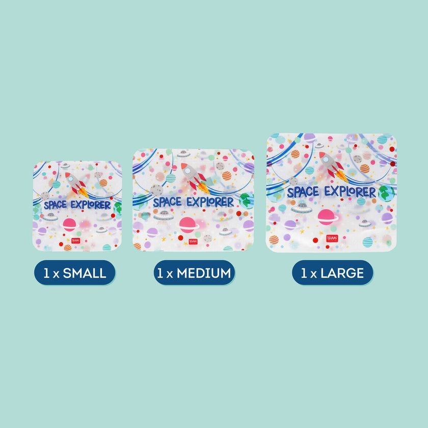 LEGAMI SNACK BAGS - SET OF 3 REUSABLE SNACK BAGS SPACE