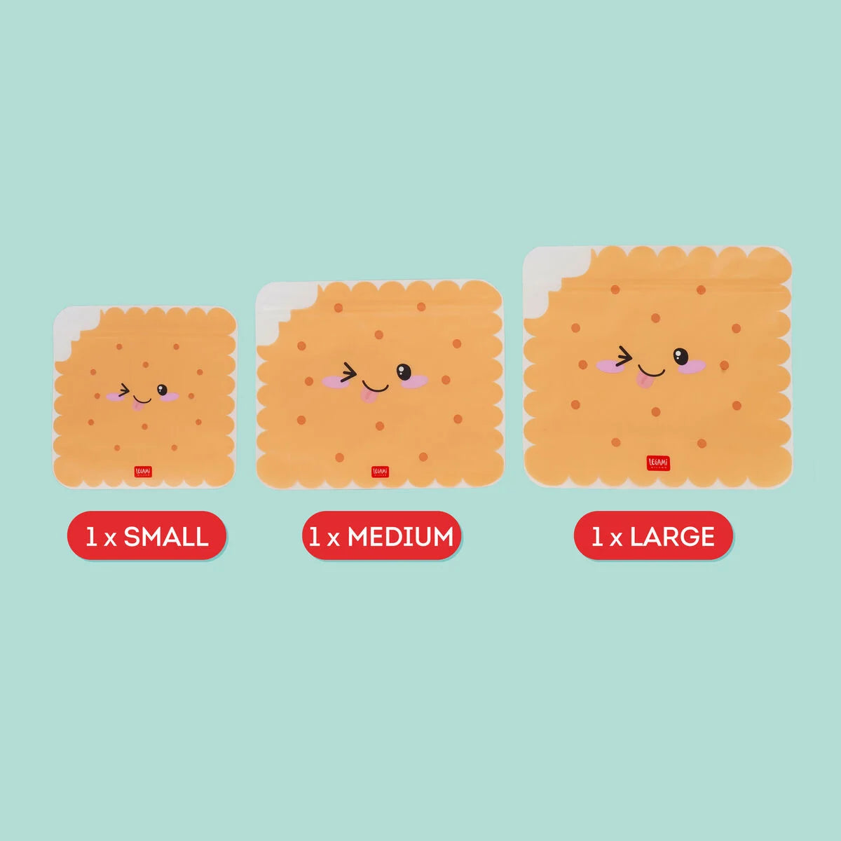 LEGAMI SNACK BAGS - SET OF 3 REUSABLE SNACK BAGS COOKIE