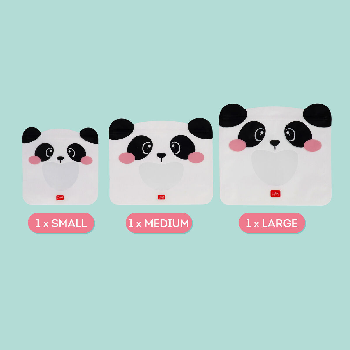 LEGAMI SNACK BAGS - SET OF 3 REUSABLE SNACK BAGS PANDA