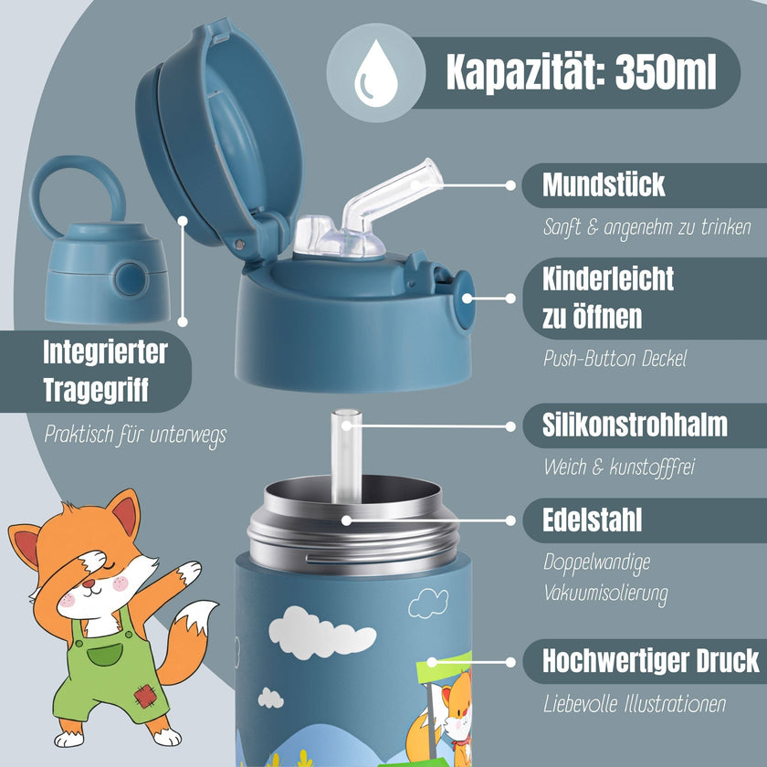 BEARFOOT Thermo Water Bottle Mermaid 350 ml Kids | Beetles & Bugs