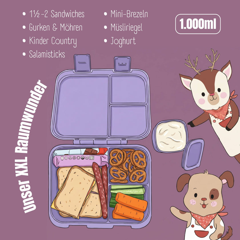 BEARFOOT Bento Box COMPACT Lunch Box 1000ml Kids