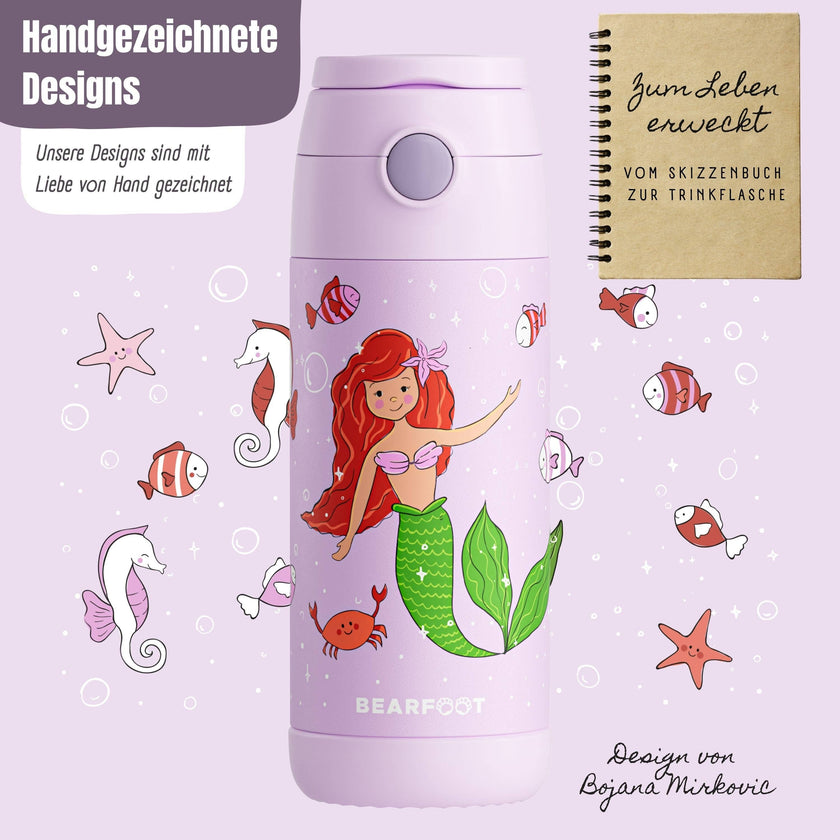 BEARFOOT Thermo Water Bottle Mermaid 350 ml Kids | Beetles & Bugs
