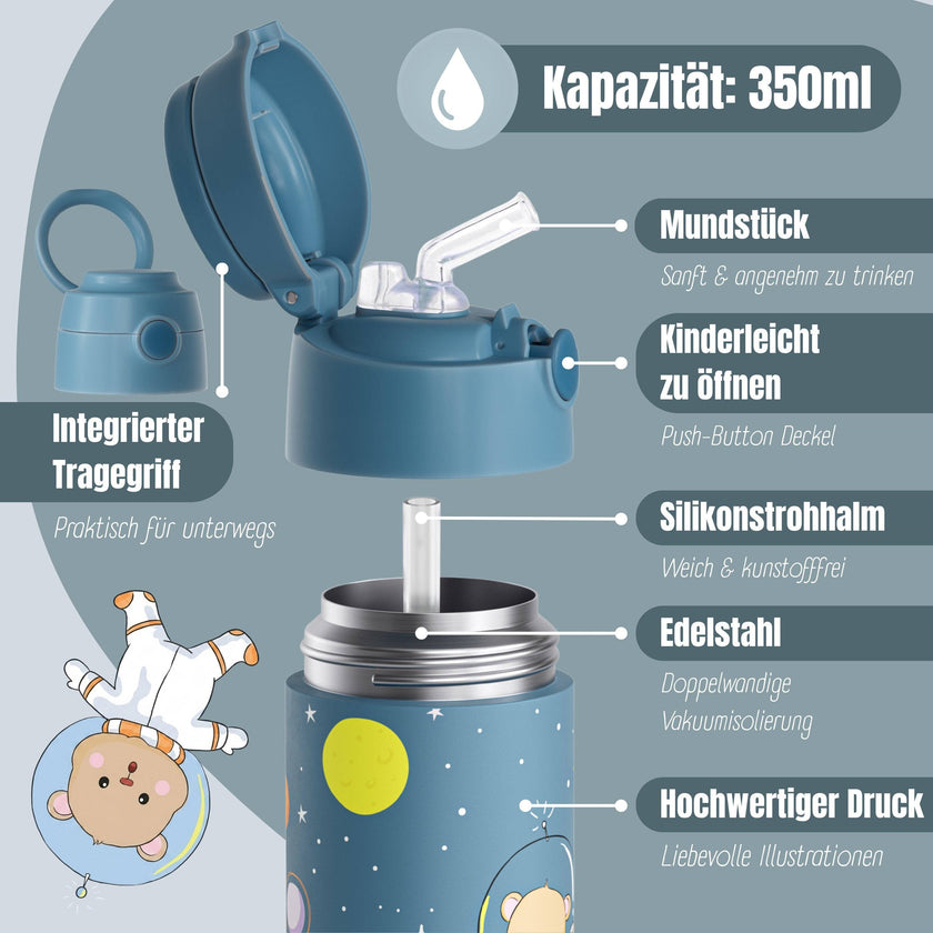 BEARFOOT Thermo Water Bottle Mermaid 350 ml Kids | Beetles & Bugs