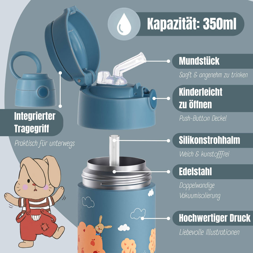 BEARFOOT Thermo Water Bottle Mermaid 350 ml Kids | Beetles & Bugs