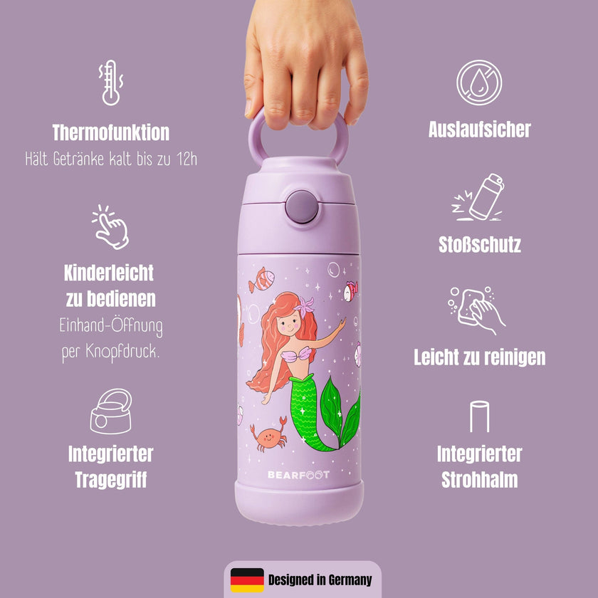 BEARFOOT Thermo Water Bottle Mermaid 350 ml Kids | Beetles & Bugs