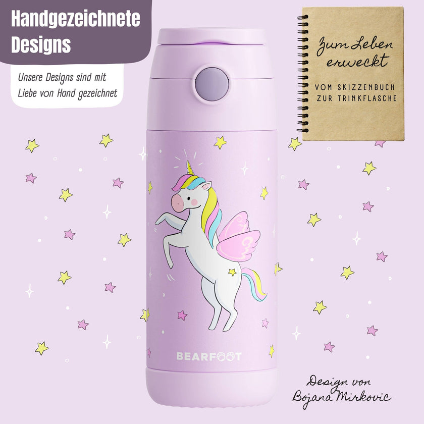 BEARFOOT Thermo Water Bottle Unicorn 350 ml Kids | Beetles & Bugs