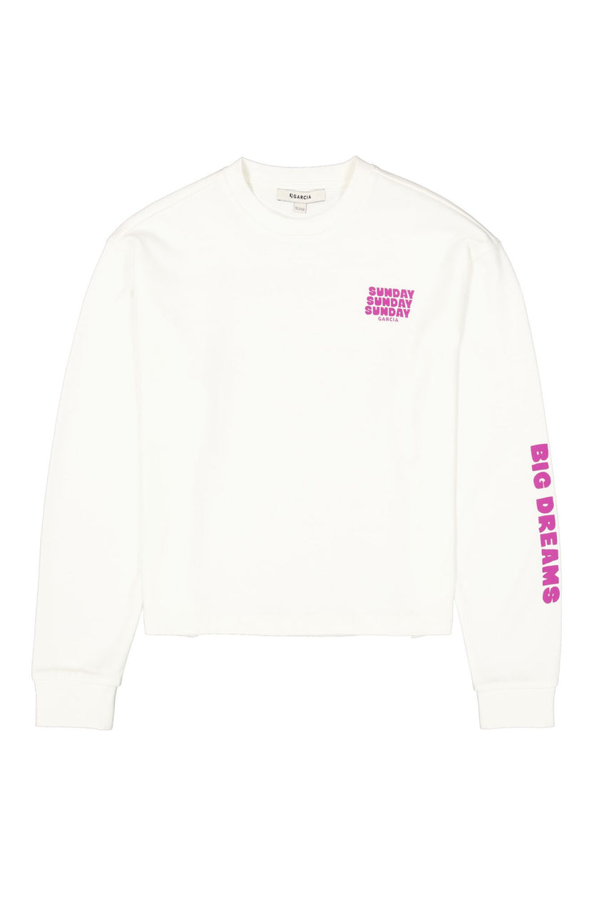 GARCIA Girls Teens T-shirt Long Sleeve Off White