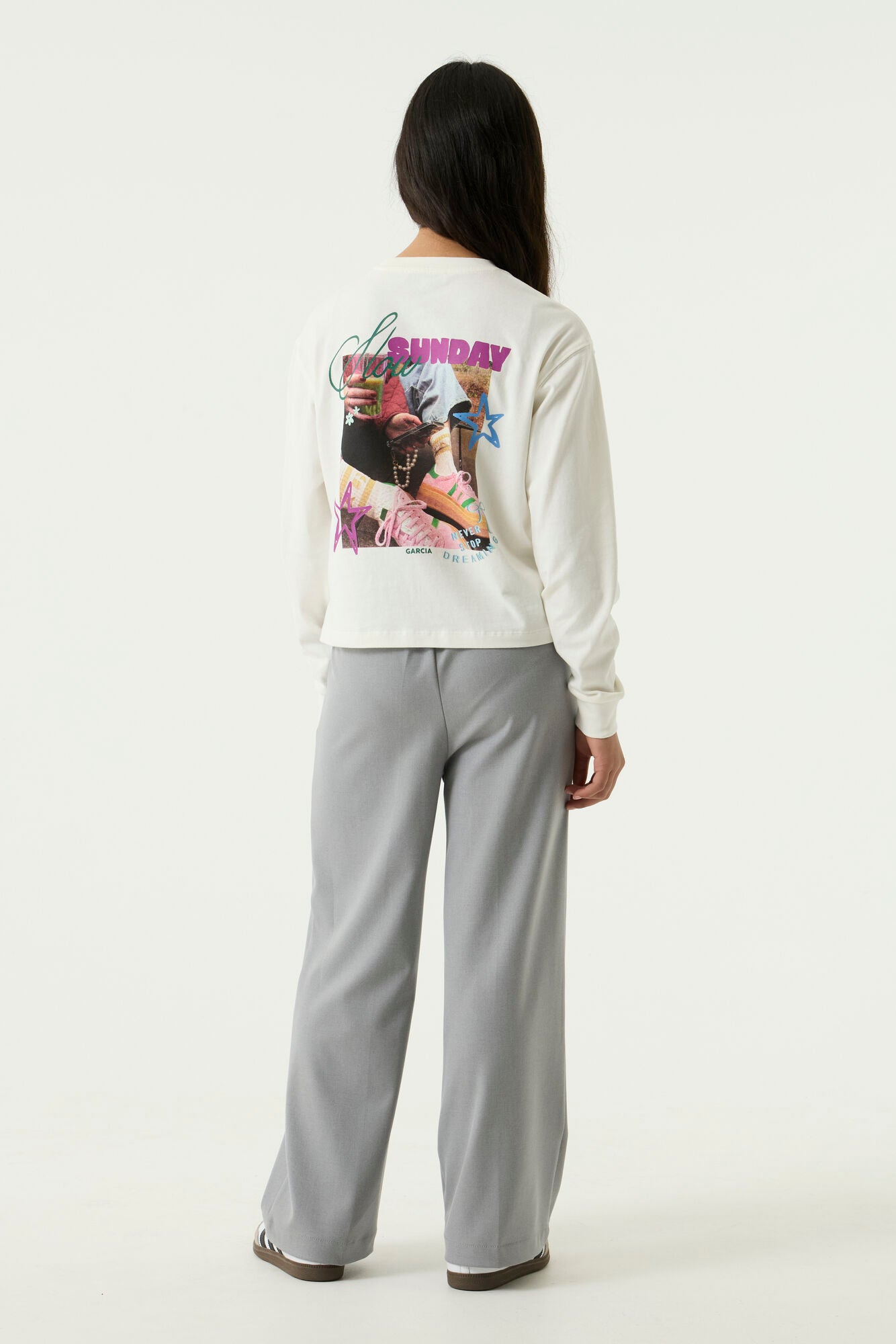 GARCIA Girls Teens T-shirt Long Sleeve Off White