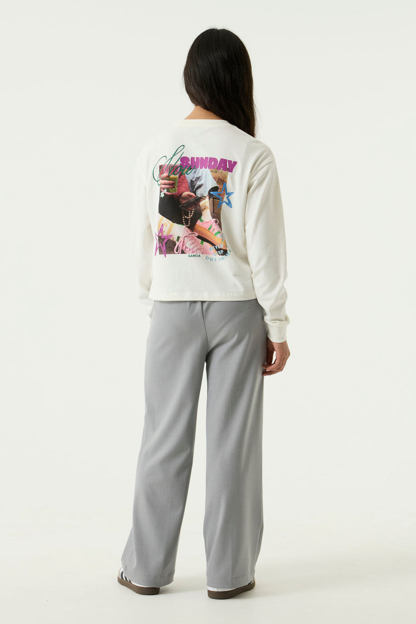 GARCIA Girls Teens T-shirt Long Sleeve Off White