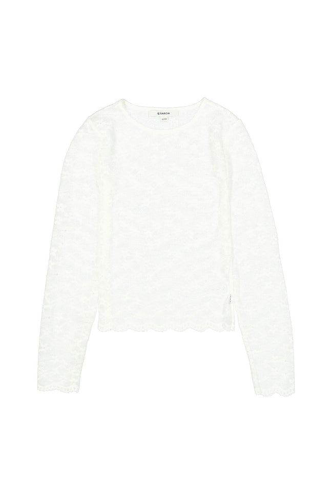 GARCIA Girls Teens T-shirt Long Sleeve Off White