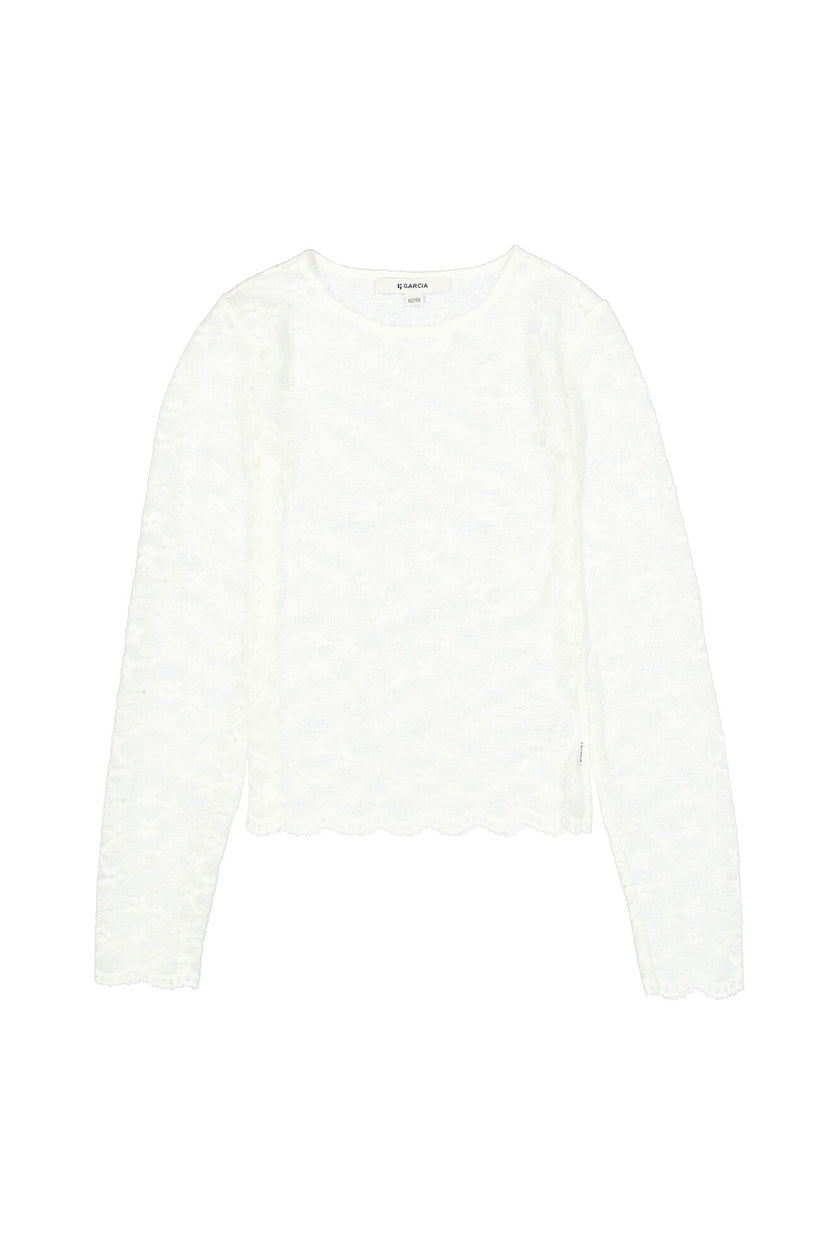 GARCIA Girls Teens T-shirt Long Sleeve Off White