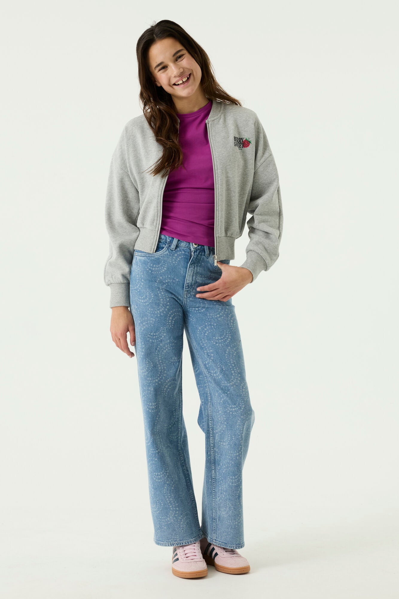 GARCIA Girls Teens Cardigan Sweat Soft Grey Melee