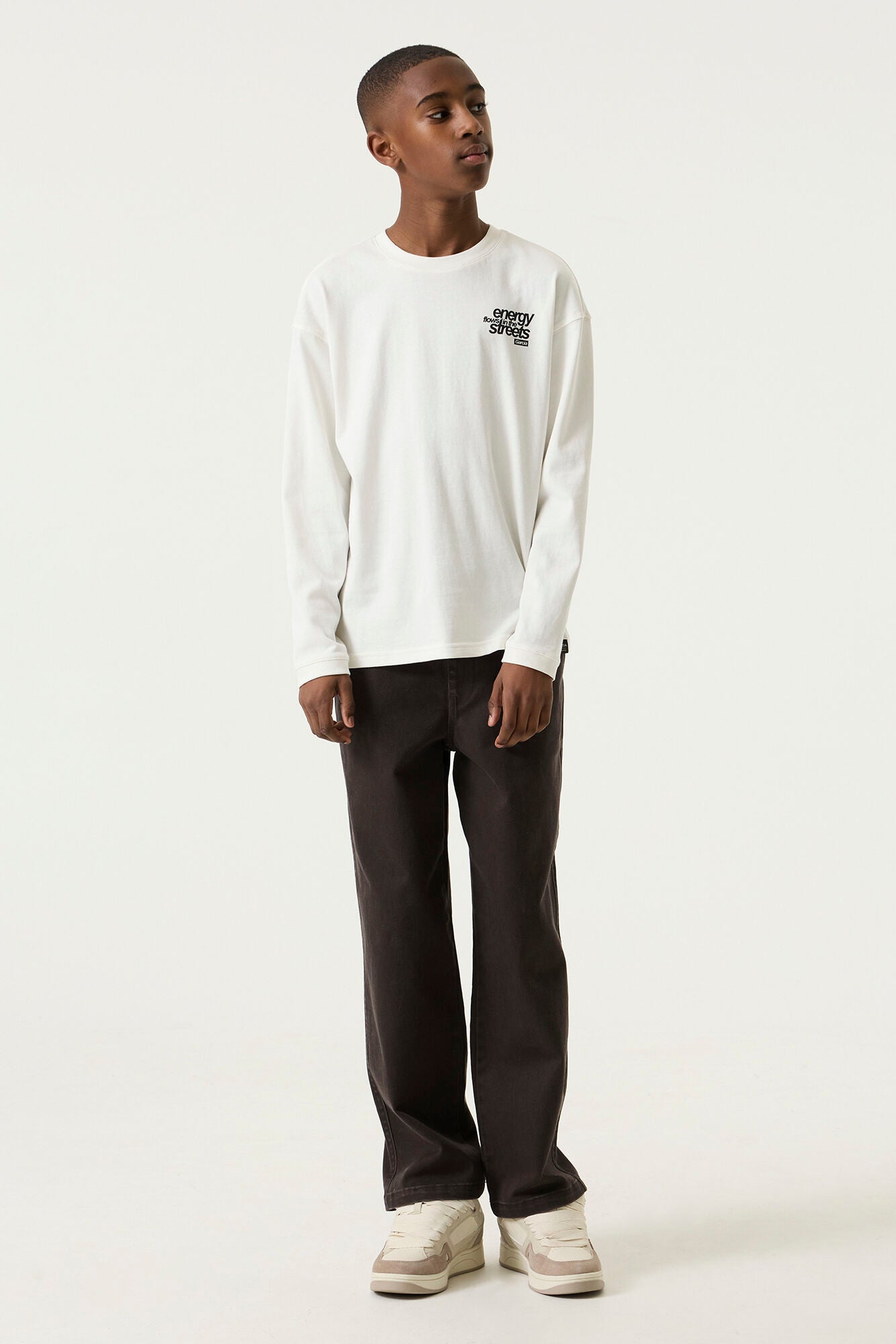 GARCIA Boys Teens T-shirt Long Sleeve Off White