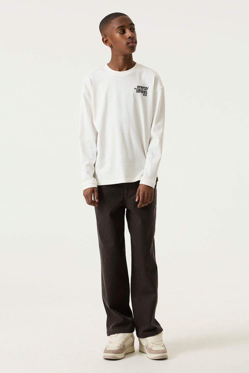 GARCIA Boys Teens T-shirt Long Sleeve Off White