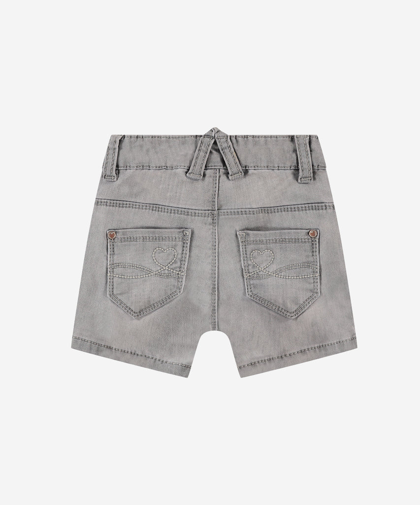 Details: Soft 5 pocket jeans shorts in light grey, made of Babyface's ultra soft jogg denim. Adjustable elasticated waistband on the inside, belt loops. Zip closure with slide button.  Color: Light grey denim  Composition: 80% cotton/19% polyester/1% elasthan 