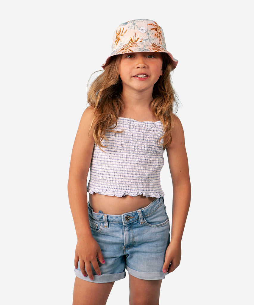 Details:The Antigua Hat Kids is a cotton bucket hat for children and can be worn inside out. Lined with cotton and available in all kinds of cheerful prints.  Sizing:  50cm - Age: 1,5-3Y  53cm - Age: 4-8Y  Color: pink  Composition: 100% cotton 