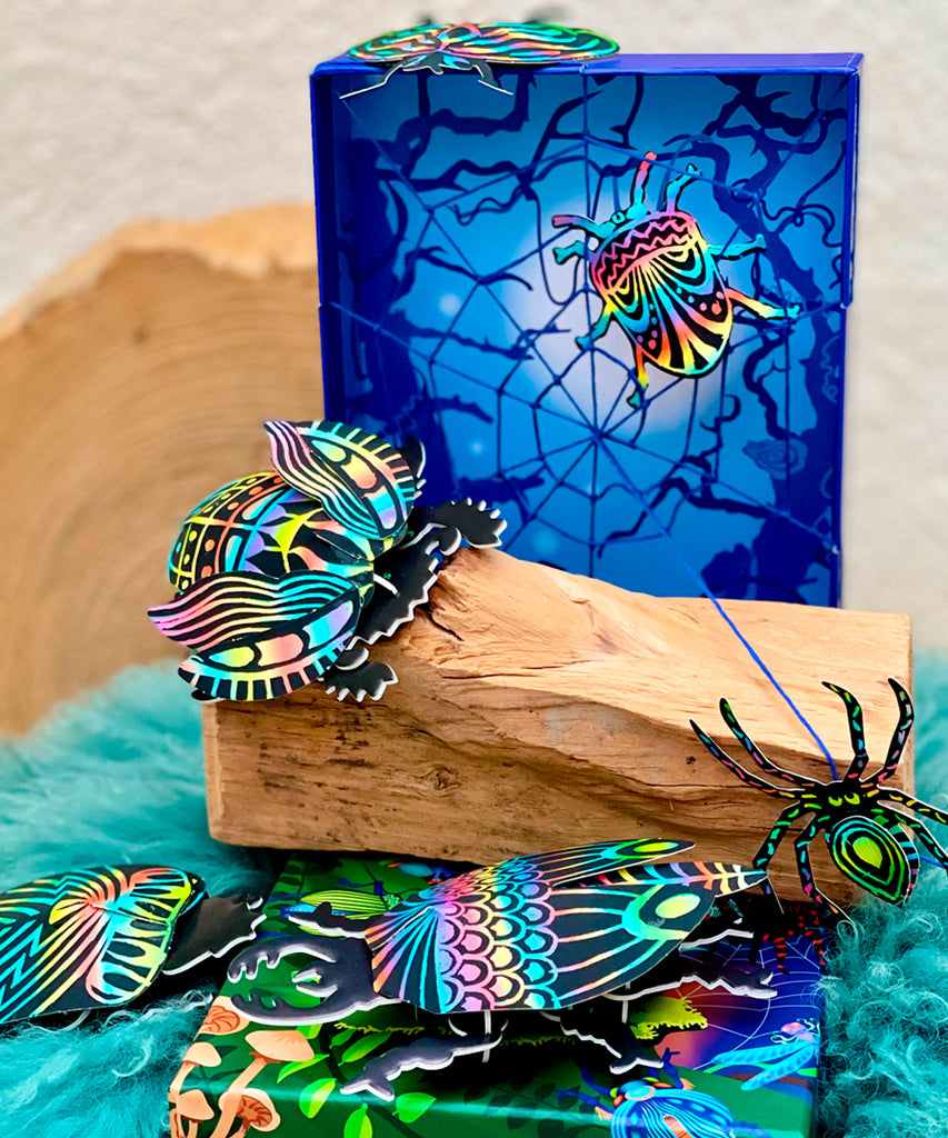 Explore the creepy crawly world of critters when you bring to life your own 3D creations! From crawling bugs to flying insects and spiders, the BOX CANDIY® Totally Creepy Crawly 3D Scratch Art Set offers a close up view of all things "buggy", without having to step outside!