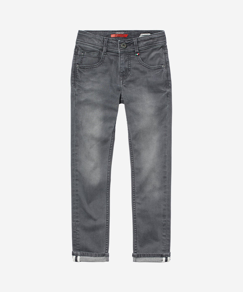 VINGINO Boys Basic Collection  Details: Apache Jeans Skinny Flex Fit, the classic boys jeans by Vingino with 5 pockets, belt loops and adjustable waist inside.  Fit: skinny flex fit  Color: dark grey vintage 