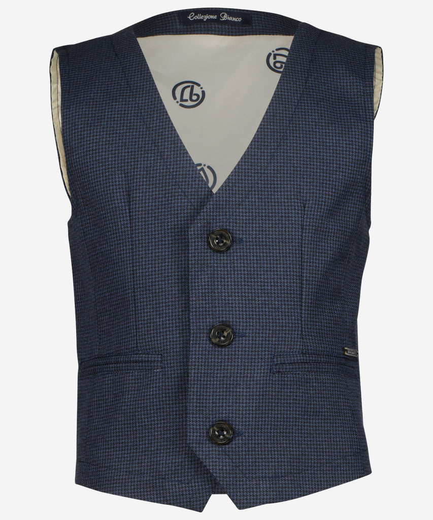 Details: Checked Waiscoat with button closure.   Color: Dark Blue  Composition: 70% Polyester / 30% Viscose   